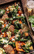 Poulet au Feta et Sésame avec Patates Douces sur Plaque